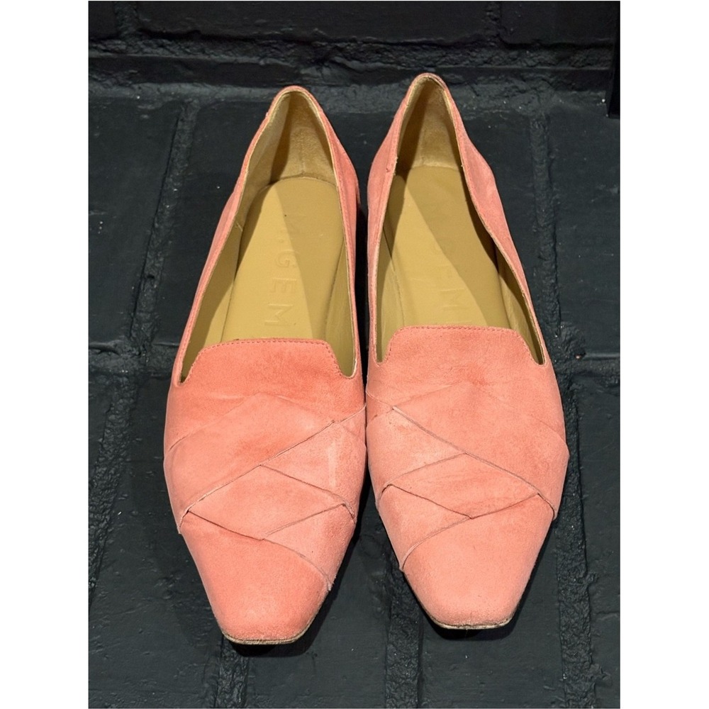 M.Gemi Pink Suede Pointed Toe Loafers Made in Italy Size 40 Flat Shoes